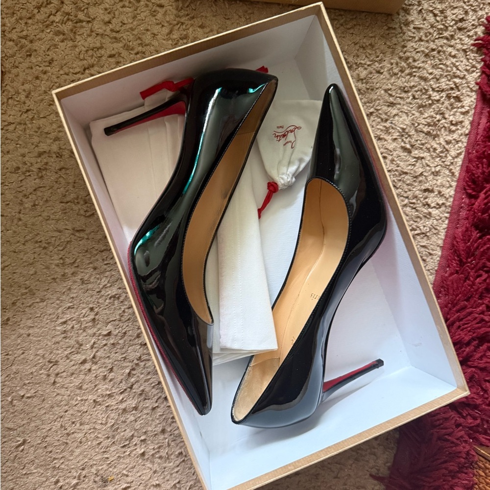 Christian Louboutin Black Patent Heels with Red Soles